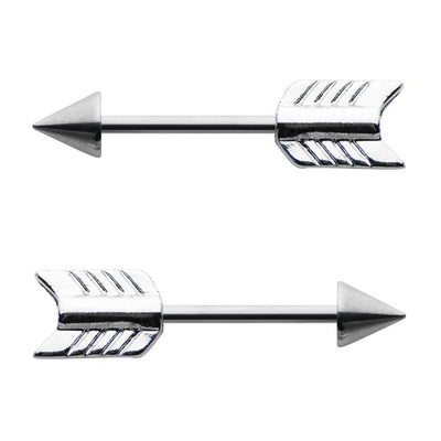Nipple Barbell Arrow Design Surgical Steel 14G 1/2" 12MM - Sold as Pair