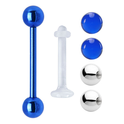 Tongue Piercing Barbell with Retainer