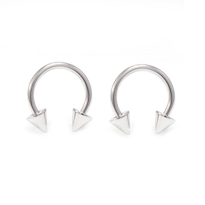 Horseshoe jewelry  with spike ends pack of two 16g, 5/16 Inch (8 mm) Length