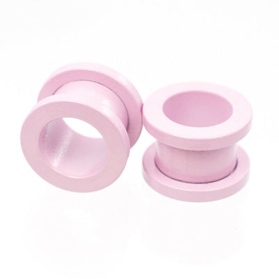 Plugs Matte Pastel Pink Screw Fit with Cubic Zirconias - Sold as a Pair Surgical