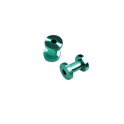 Pair of Screw Fit Ear Plugs Gauges Ion Plated Titanium Pink Blue Green Red