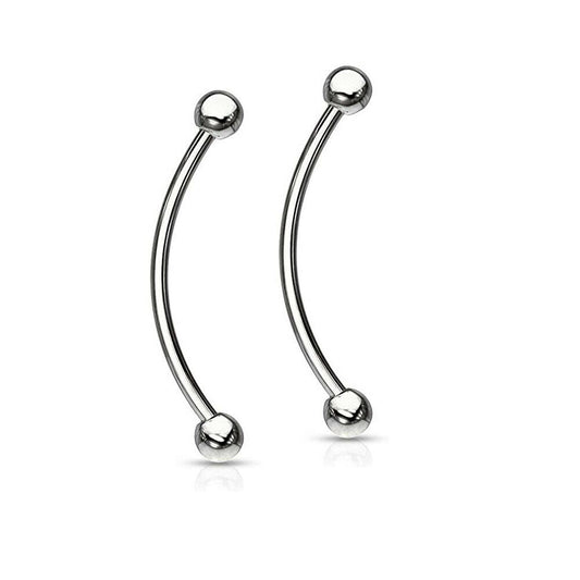 Tongue Piercing  snake Eyes 16g Curved Barbell with 4mm Solid balls Pack of 2