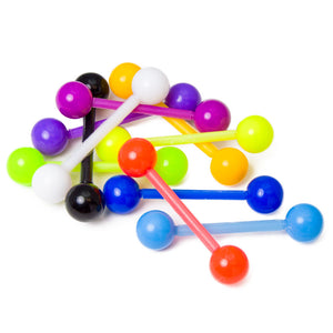 10 Pack Flexible Shaft Straight Barbells - Great for Tongue or Nipple Piercings