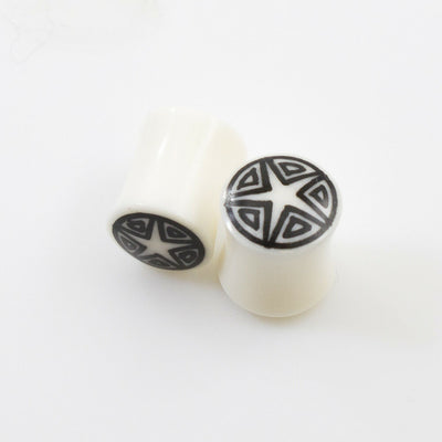 Pair of Ear Plugs made of Organic Horn Bone with Star Design