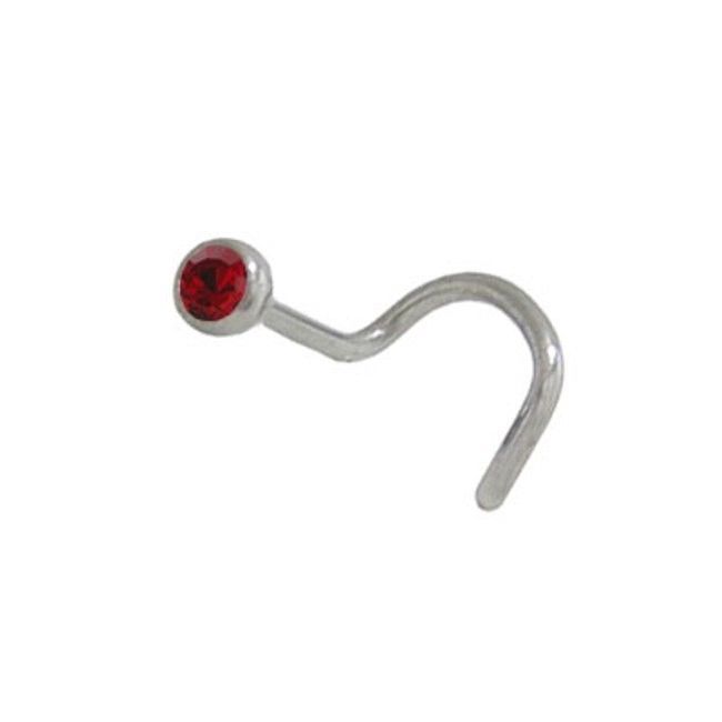 Nose Stud 316L Surgical Steel with Red Jewel