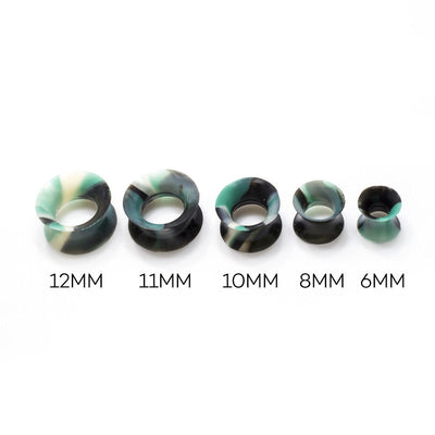 Package of 5 Pairs of Silicone Double Flared Camouflage Plugs - 2 Gauge to 1/2
