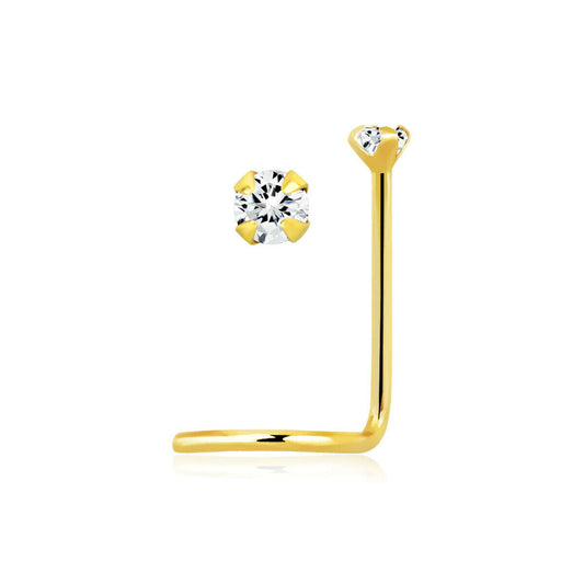 14kt Gold Nose Screw 22g (0.6mm) with 1.5 mm Round Prong Set Diamond