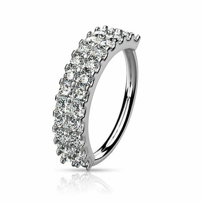 Bendable Nose and Ear Hoop Double Lined CZ Half Circle 20ga- Sold Each