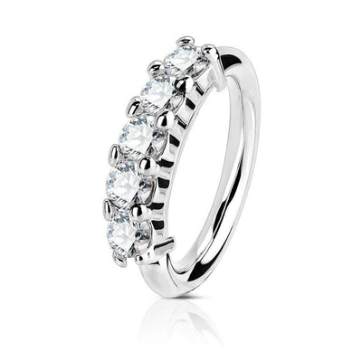 Open Hoop Rings for Nose, Ear Cartilage and Lip Piercings 14Kt Gold Five CZ