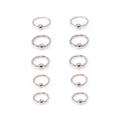Captive Bead 5 Pairs of 316L Stainless Steel 14G & 16G  Ear Belly Lip Eyebrow