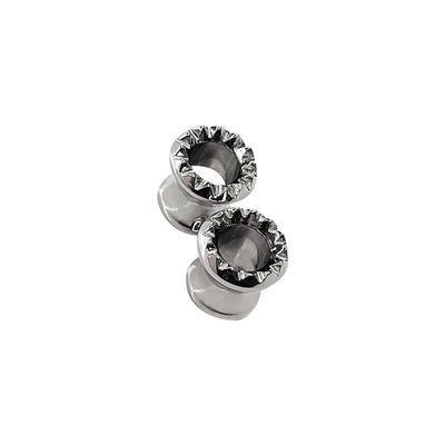 Pair of Ear Gauges Rough Cut Design Surgical Steel Double Flare Tunnels