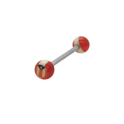 Puerto Rican Flag Tongue Ring with White Stripe Beads