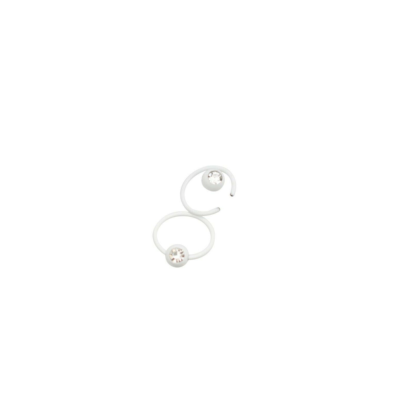 Nipple White Captive Bead Rings with Cubic Zirconia Sold as a Pair 16 Gauge