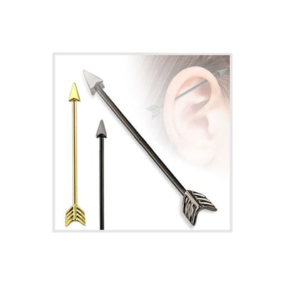 Arrow Industrial Barbell I.P. Coated 14ga 316L Surgical Steel - Gold or Black
