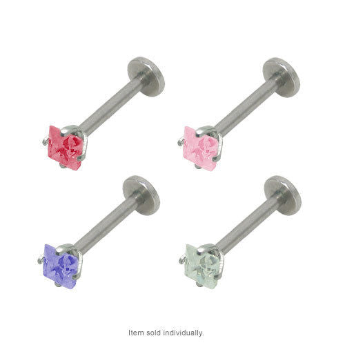Labret Monroe Surgical Steel Lip Jewelry with CZ Jewel - 4 Colors Available