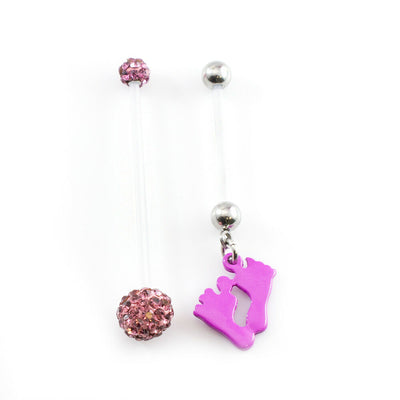 Pair of Pregnancy Belly Button Ring with Bioflex Shaft and Ferido Ball  14g