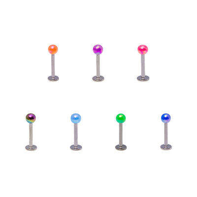 Pack of 7 Labret Monroe Lip Jewelry 16G Surgical Steel Iridescent Color
