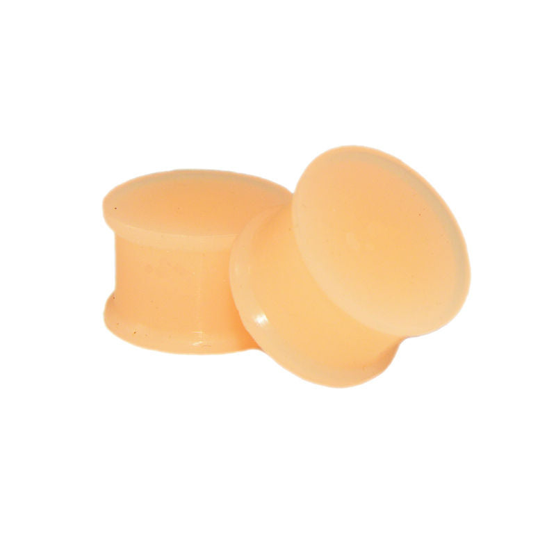 Pair of Flesh Color Double Flare Silicone Ear Plugs (00 Gauge - 1/2 Inch)