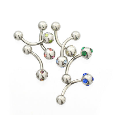 Belly Button Ring Package of 7 with small Cubic Zirconia 14g