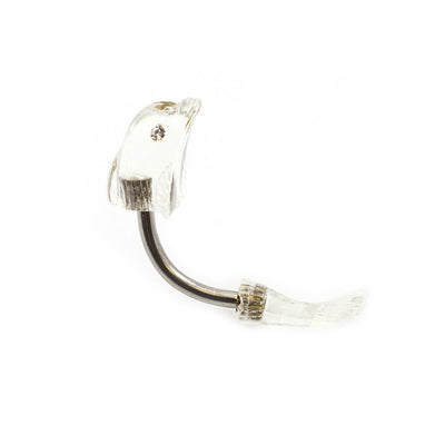 Dolphin Design Belly Button Ring with Clear CZ Gems