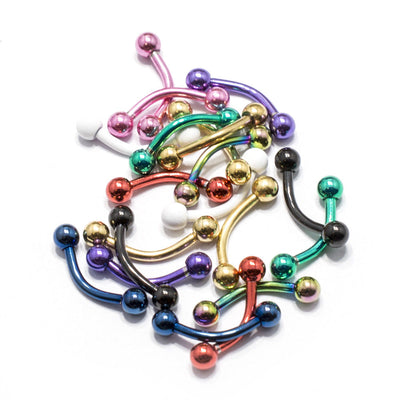 Eyebrow Rings Piercing Curved Barbell 20 Pack Anodized Titanium Tragus Rook 16G