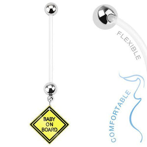 14ga Maternity Dangle Baby On Board Belly Ring Boy Girl