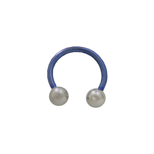 Blue 14G Titanium Circular Barbell Horseshoe Ring with 6mm Surgical Steel Balls