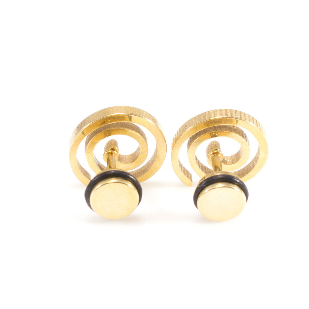 Faux Plugs Earrings Spiral Design 16G, Brush Finish. Pair of earrings.