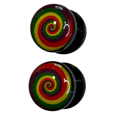 Ear plugs Screw Fit Light weight Acrylic with Rainbow Design