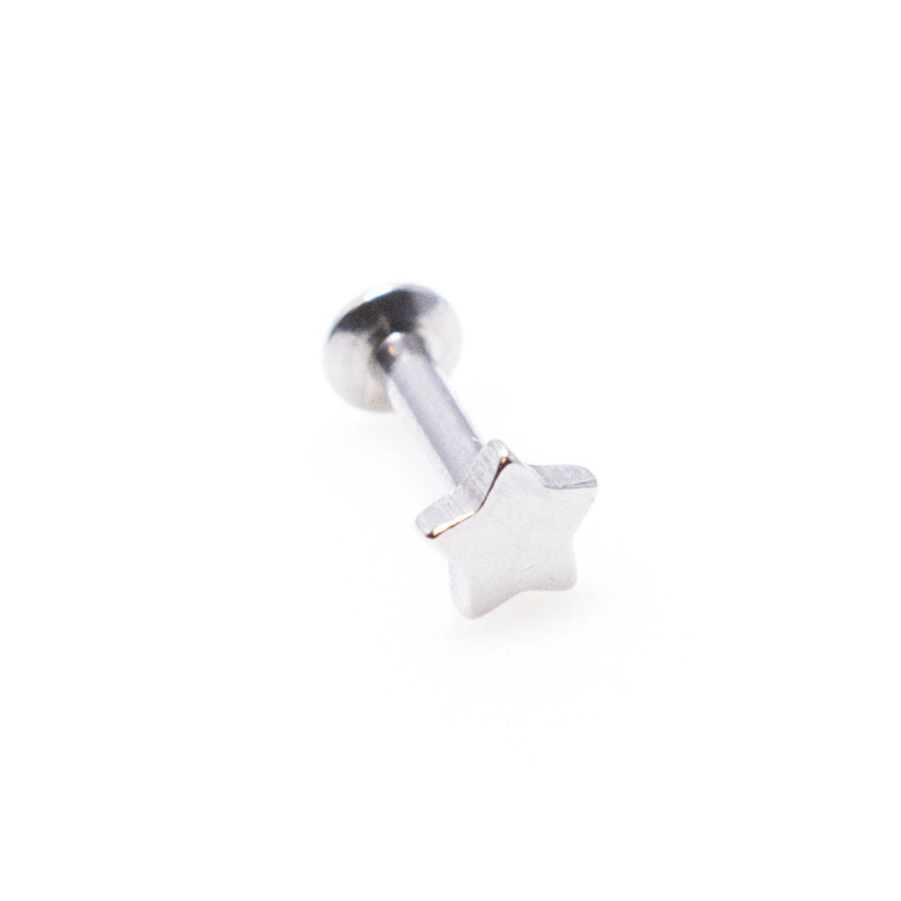 Internally Threaded Surgical Steel Star 16G Labret Monroe - 3 Sizes Available