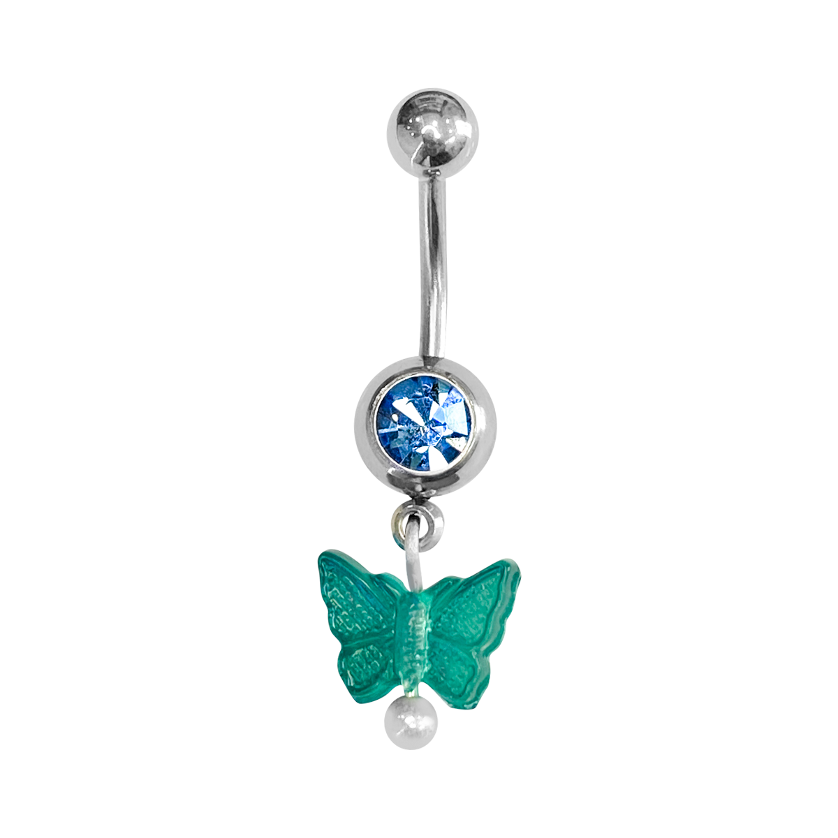 Belly Button ring surgical steel with dangle acrylic Butterfly