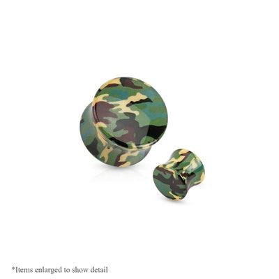 Camouflage Printed Acrylic Saddle Fit Plug - Sold as Pair - 3 Colors Available