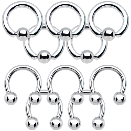 Package of 10 Captive Bead Ring Horseshoe 12G - Ear, P.A., Labia