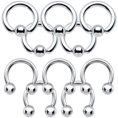 Package of 10 Captive Bead Ring Horseshoe 12G - Ear, P.A., Labia