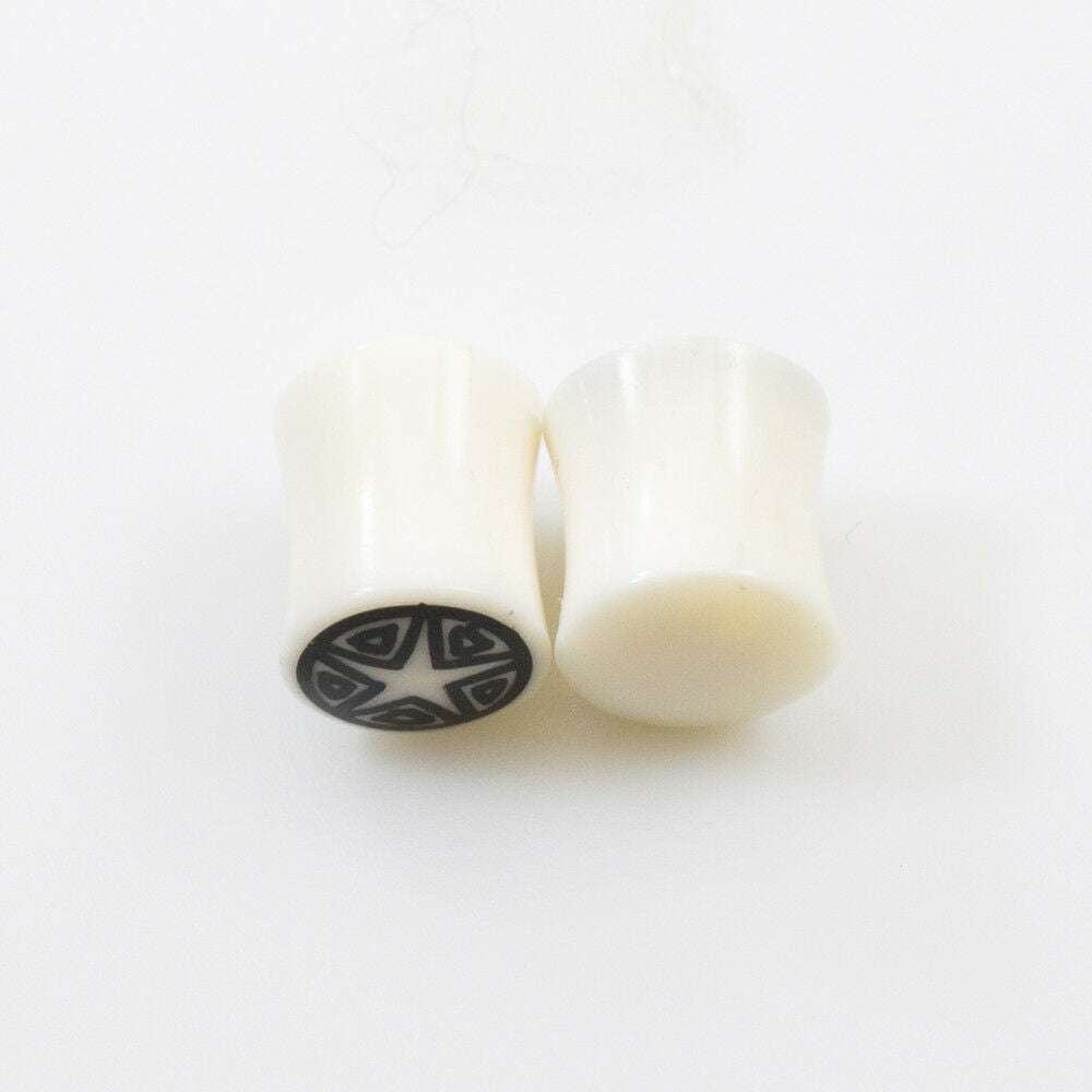 Pair of Ear Plugs made of Organic Horn Bone with Star Design