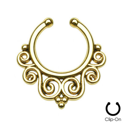 Non-Piercing Septum Nose Hanger with Tribal Swirls adjustable size