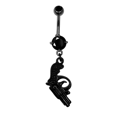 Belly Button Ring Naval piercing Surgical Steel Dangle Black Pistol design