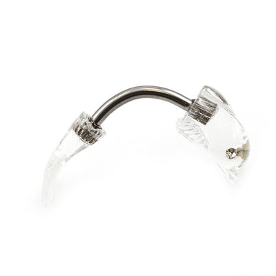 Dolphin Design Belly Button Ring with Clear CZ Gems