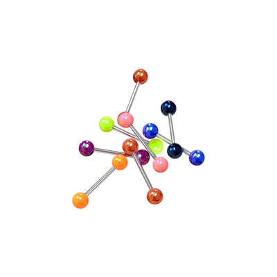 5 Pack of Metallic Pearlescent Acrylic Tongue Nipple Rings 14 Gauge