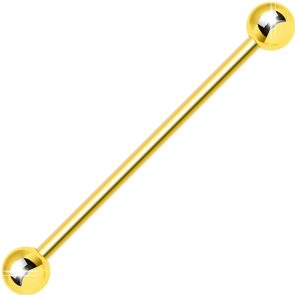 Industrial Barbell Gold Anodized Titanium on Surgical Steel Scaffolding Piercing