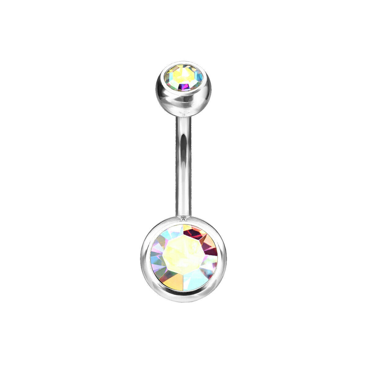 Belly Button Navel Rings Implant Grade Titanium Double Bezel Set Jeweled
