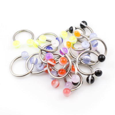 Horseshoe with Acrylic Ball Pack of 20 Randomly Pick Design 14g