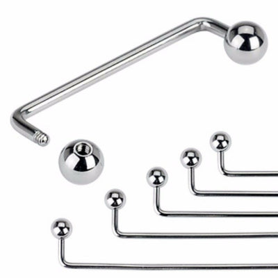 14 Gauge Staple Surface Barbell Piercing with Ball Ends Surgical Steel - Multiple Lengths Available