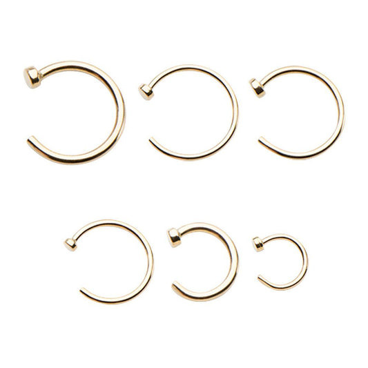 Nose Ring Stud Hoop 14K Solid Gold Piercing Jewelry Screw 20G 18G 6MM 8MM 10MM