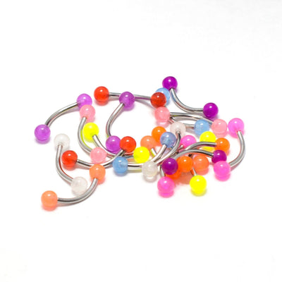 Eyebrow Ring Piercing Curved Barbell 20 Pack Glow In The Dark Tragus Rook 16G