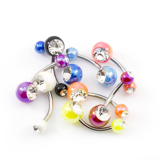 Belly Button Ring Package of 9 Acrylic Balls Navel Rings, Surgical Steel Shaft