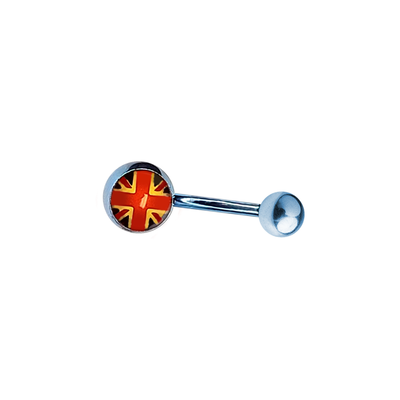 British Logo Flag Belly Navel Ring Blue Anodized Solid Titanium implant Grade14g