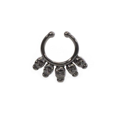 Septum Hanger with five small Skull Design Made of Surgical Steel 8mm
