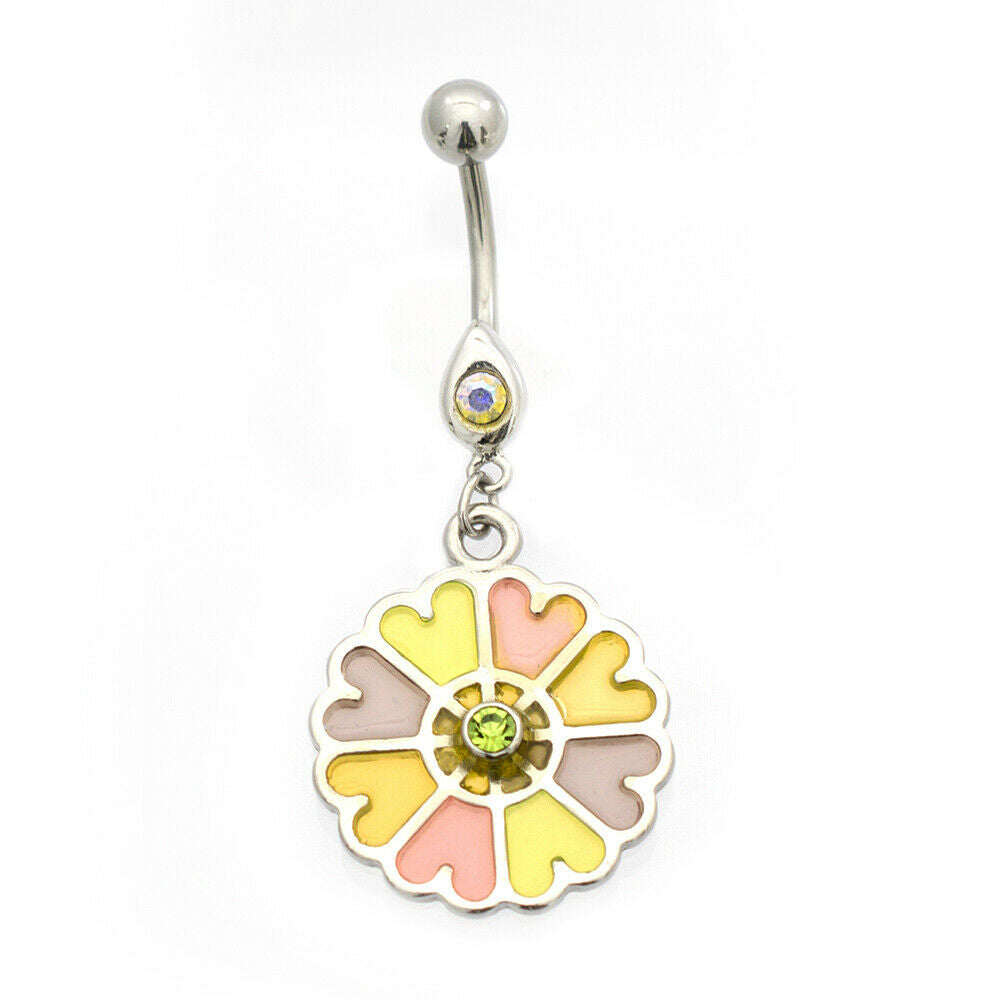 Pastel Flower Dangler Belly Button Ring(14 gauge)
