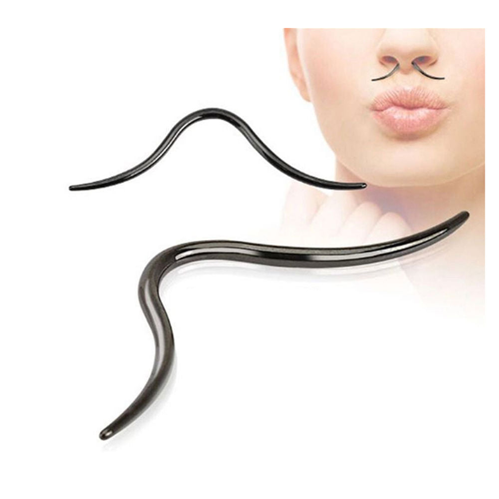 Septum Mustache Ring Piercing Black Anodized Over Surgical Steel 16G 14G